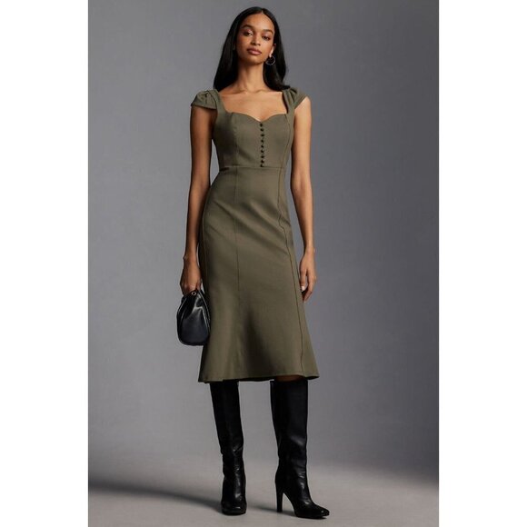 Anthropologie Dresses & Skirts - NWT Anthropologie Cecily Fit & Flare Sweetheart Dress XL Moss Green